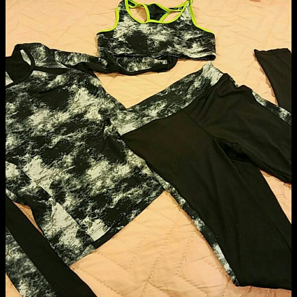 ❣3 piece workout set black marble